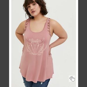 NWT✨Torrid | 00X (M/L) | Super Soft Dusty Pink Bull Strappy Cutout Tank
